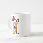 コーギー犬の子犬のペンブロークのウェールズのクリスマスのサンタの帽子 コーヒーマグカップ (正面左)