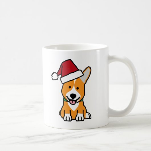 コーギー犬の子犬のペンブロークのウェールズのクリスマスのサンタの帽子 コーヒーマグカップ (右)