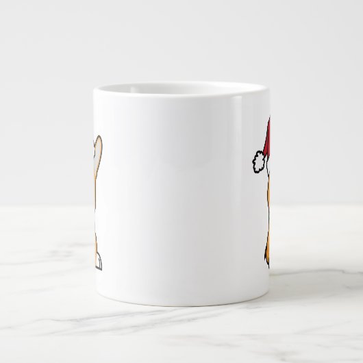 コーギー犬の子犬のペンブロークのウェールズのクリスマスのサンタの帽子 ジャンボコーヒーマグカップ (正面)