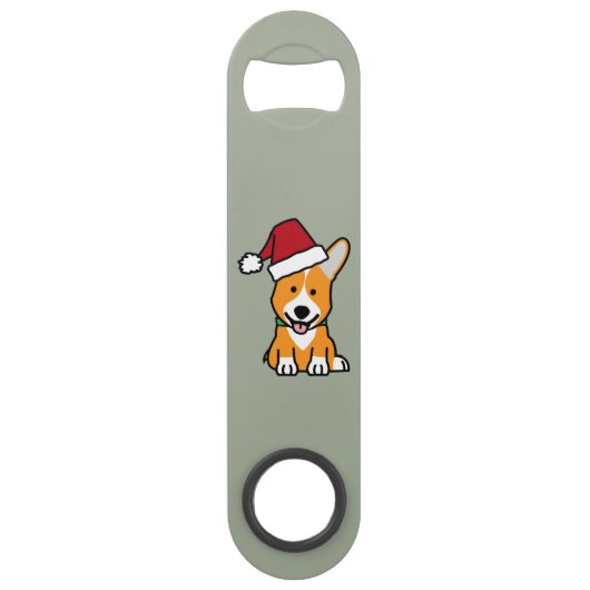 コーギー犬の子犬のペンブロークのウェールズのクリスマスのサンタの帽子 スピード栓抜き (正面)