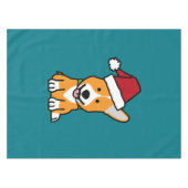 コーギー犬の子犬のペンブロークのウェールズのクリスマスのサンタの帽子 テーブルクロス (正面(横))