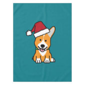 コーギー犬の子犬のペンブロークのウェールズのクリスマスのサンタの帽子 テーブルクロス (正面)