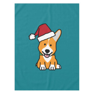 コーギー犬の子犬のペンブロークのウェールズのクリスマスのサンタの帽子 テーブルクロス