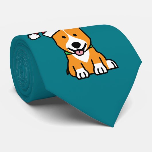 コーギー犬の子犬のペンブロークのウェールズのクリスマスのサンタの帽子 ネクタイ (ロール)