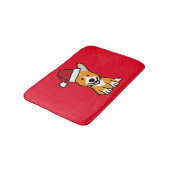 コーギー犬の子犬のペンブロークのウェールズのクリスマスのサンタの帽子 バスマット (アングル)