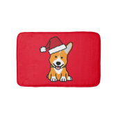 コーギー犬の子犬のペンブロークのウェールズのクリスマスのサンタの帽子 バスマット (正面)