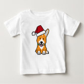 コーギー犬の子犬のペンブロークのウェールズのクリスマスのサンタの帽子 ベビーTシャツ (正面)