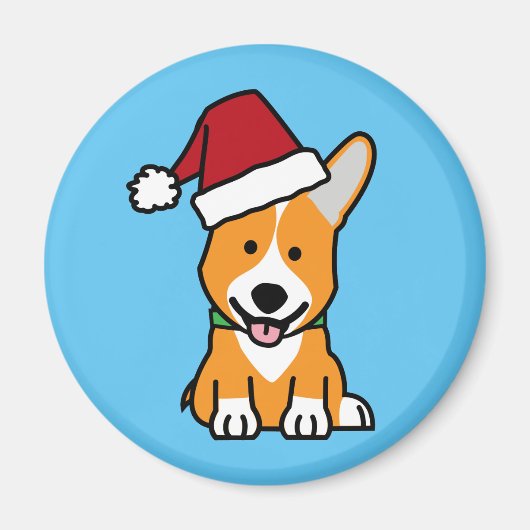 コーギー犬の子犬のペンブロークのウェールズのクリスマスのサンタの帽子 マグネット (正面)