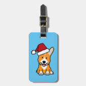 コーギー犬の子犬のペンブロークのウェールズのクリスマスのサンタの帽子 ラゲッジタグ (正面縦)