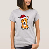 コーギー犬の子犬のペンブロークのウェールズのクリスマスのサンタの帽子 Tシャツ (正面)