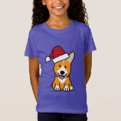 コーギー犬の子犬のペンブロークのウェールズのクリスマスのサンタの帽子 Tシャツ (正面)
