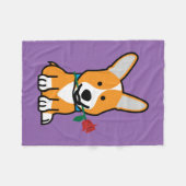 コーギー犬の子犬のペンブロークのウェールズのバレンタインは上がりました フリースブランケット (正面(横))