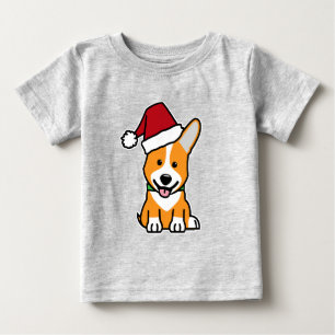 コーギー犬の子犬 ペンブローク ウェルシュ クリスマス サンタ ベビーTシャツ