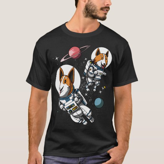 コーギー犬の宇宙飛行士 Tシャツ (正面)