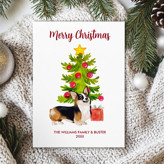 コーギー犬の家族クリスマス シーズンカード