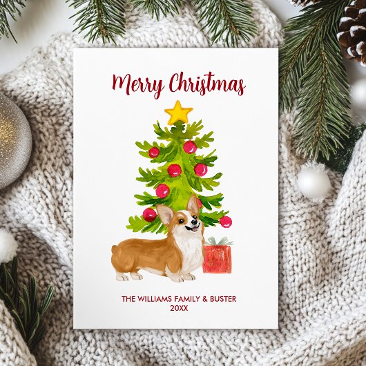 コーギー犬の家族クリスマス シーズンカード