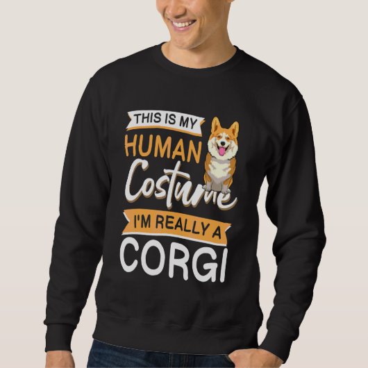コーギー犬の服 ハロウィン コーギー犬の飼い主 キッズ用 スウェットシャツ (正面)
