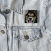 コーギー犬の正方形Pin 缶バッジ (インサイチュ)