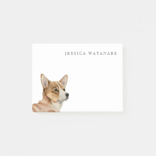 コーギー犬の芸術|はあなたの名前を加えます ポストイット (正面)