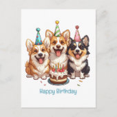 コーギー犬の誕生日おめでとう ポストカード (正面)