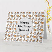 コーギー犬の誕生日カード カード (黄色い花)