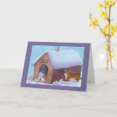 コーギー犬の雪玉の驚き! ブランク カード (黄色い花)