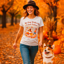 コーギー犬の面白い感謝祭の名言 ペット好きな人へ Tシャツ