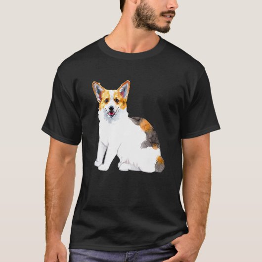 コーギー犬の顔と猫の体 Tシャツ (正面)