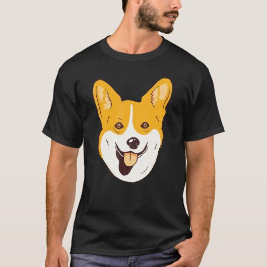 コーギー犬の顔 子犬 ペットのオーナー 犬 Tシャツ (正面)