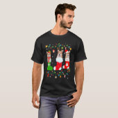 コーギー犬の3つのクリスマスソックスセーター クリスマスの犬 Tシャツ (正面フル)