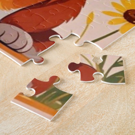 コーギー犬ひまわりの王冠壁画アートデコレーション ジグソーパズル (側面)