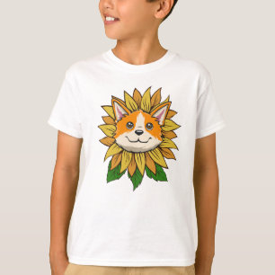 コーギー犬ひまわり Tシャツ