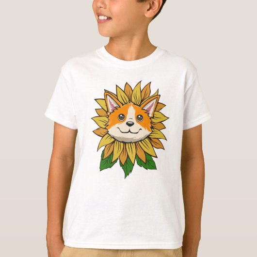 コーギー犬ひまわり Tシャツ (正面)