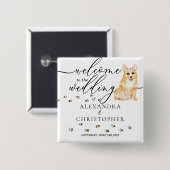 コーギー犬ウェディングにようこそ可愛い子 缶バッジ (正面&裏面)