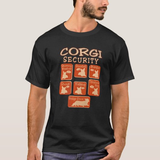 コーギー犬セキュリティ コーギーペット コーギー犬 Tシャツ (正面)
