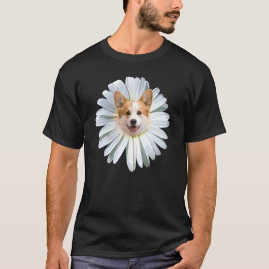 コーギー犬デイジー花コーギーママ女性 Tシャツ (正面)