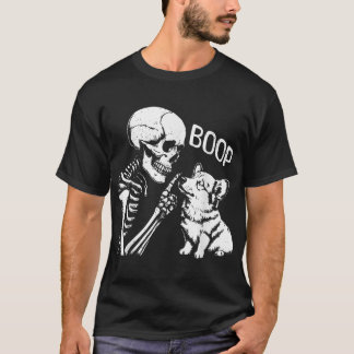 コーギー犬ブープハンドスカルハロウィーンのぞっとする Tシャツ