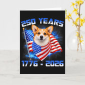 コーギー犬愛好家のためのアメリカ国旗250周年記念 1776-2026 カード (黄色い花)
