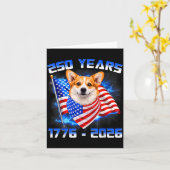 コーギー犬愛好家のためのアメリカ生誕250周年 1776-2026 カード (黄色い花)