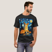 コーギー犬愛好家のためのゴッホの星空の絵 Tシャツ (正面フル)