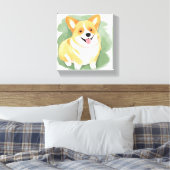 コーギー犬 | かわいい犬の種類の水彩画 キャンバスプリント (インサイチュ (寝室))