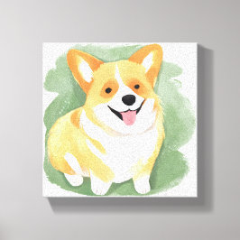 コーギー犬 | かわいい犬の種類の水彩画 キャンバスプリント