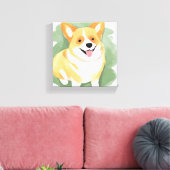 コーギー犬 | かわいい犬の種類の水彩画 キャンバスプリント (インサイチュ (リビング))