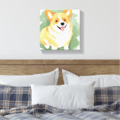 コーギー犬 | かわいい犬の種類の水彩画 キャンバスプリント (インサイチュ (寝室))