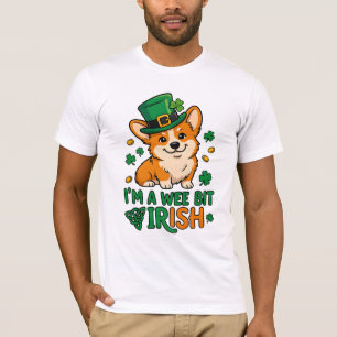 コーギー犬 "ちょっとだけアイリッシュ" 面白い聖パトリックの日デザイン Tシャツ