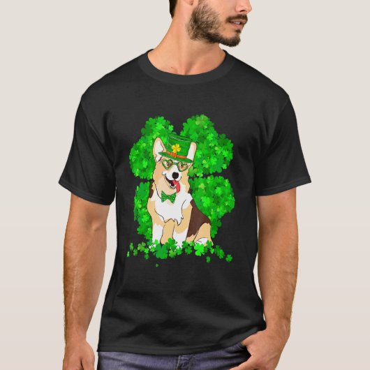 コーギー犬 アイルランドの聖人 聖パトリックの日 Tシャツ (正面)