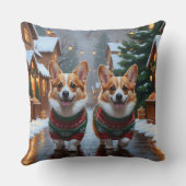 コーギー犬 クリスマス スノー ホリデー クッション (裏面)