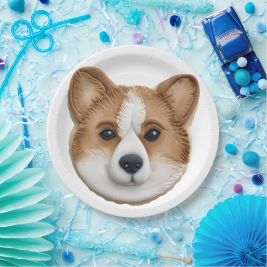 コーギー犬 3Dインスパイアードデザイン ペーパープレート (パーティー)