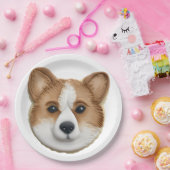 コーギー犬 3Dインスパイアードデザイン ペーパープレート (パーティー)