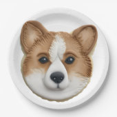 コーギー犬 3Dインスパイアードデザイン ペーパープレート (正面)
